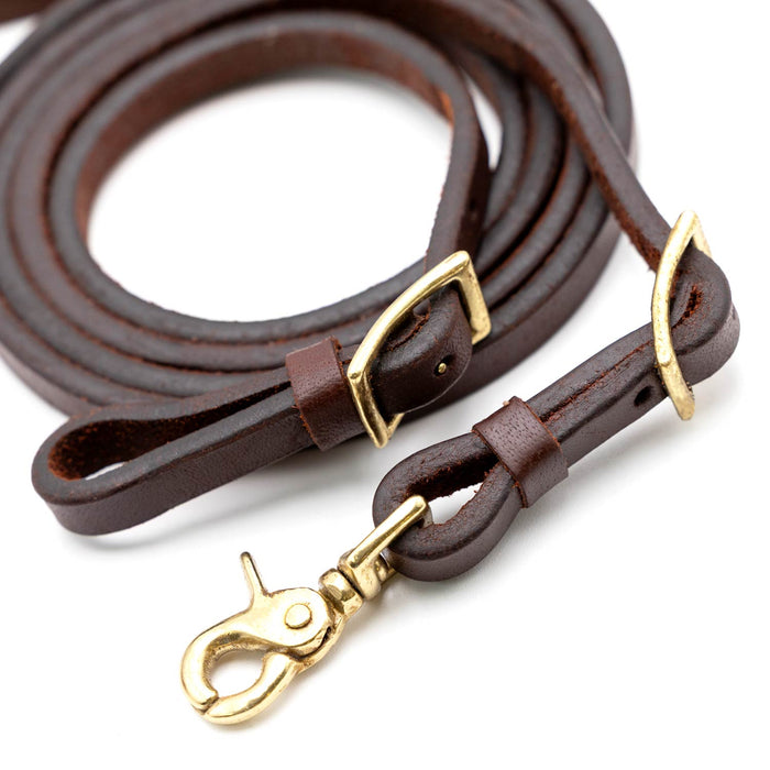 Jeffers LuxeLeather Heavy Oiled Adjustable Roping Rein with Scissor Snap for Horses