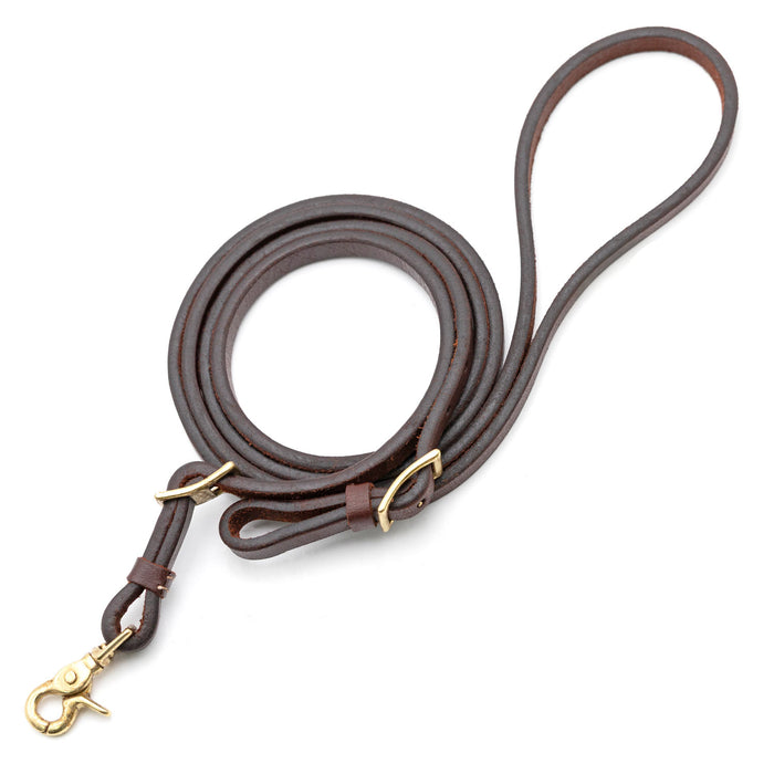 Jeffers LuxeLeather Heavy Oiled Adjustable Roping Rein with Scissor Snap for Horses