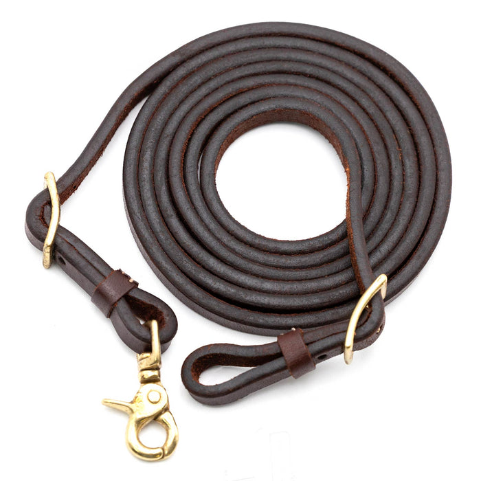 Jeffers LuxeLeather Heavy Oiled Adjustable Roping Rein with Scissor Snap for Horses