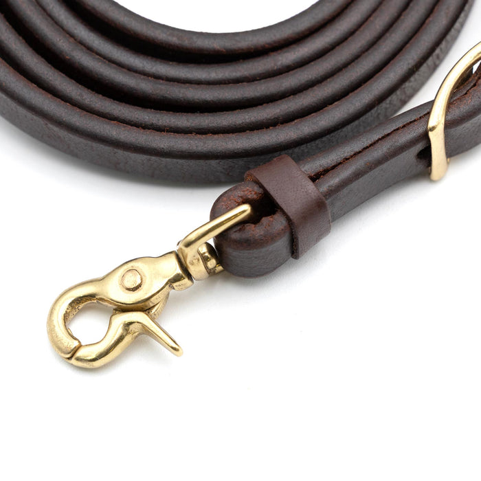 Jeffers LuxeLeather Heavy Oiled Adjustable Roping Rein with Scissor Snap for Horses