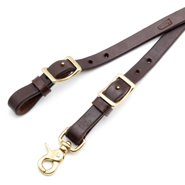 Jeffers LuxeLeather Heavy Oiled Adjustable Roping Rein with Scissor Snap for Horses