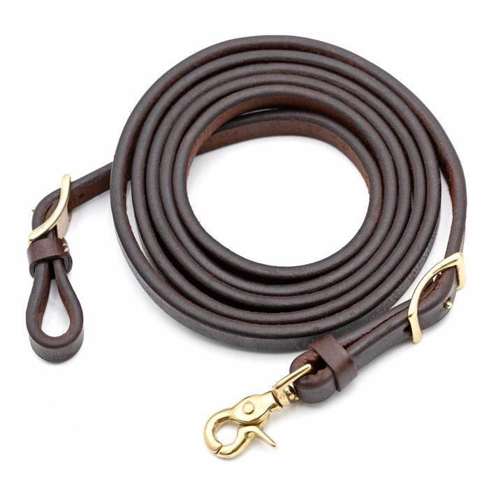 Jeffers LuxeLeather Heavy Oiled Adjustable Roping Rein with Scissor Snap for Horses