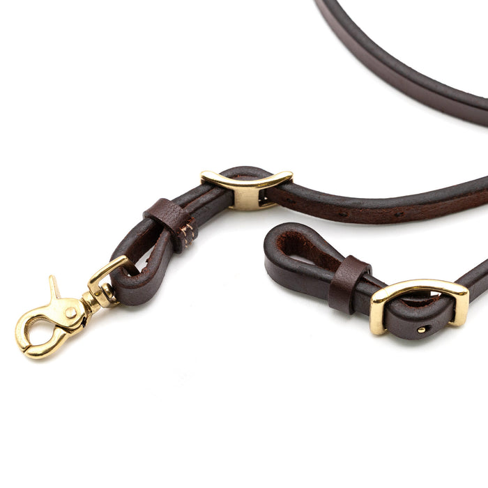 Jeffers LuxeLeather Heavy Oiled Adjustable Roping Rein with Scissor Snap for Horses