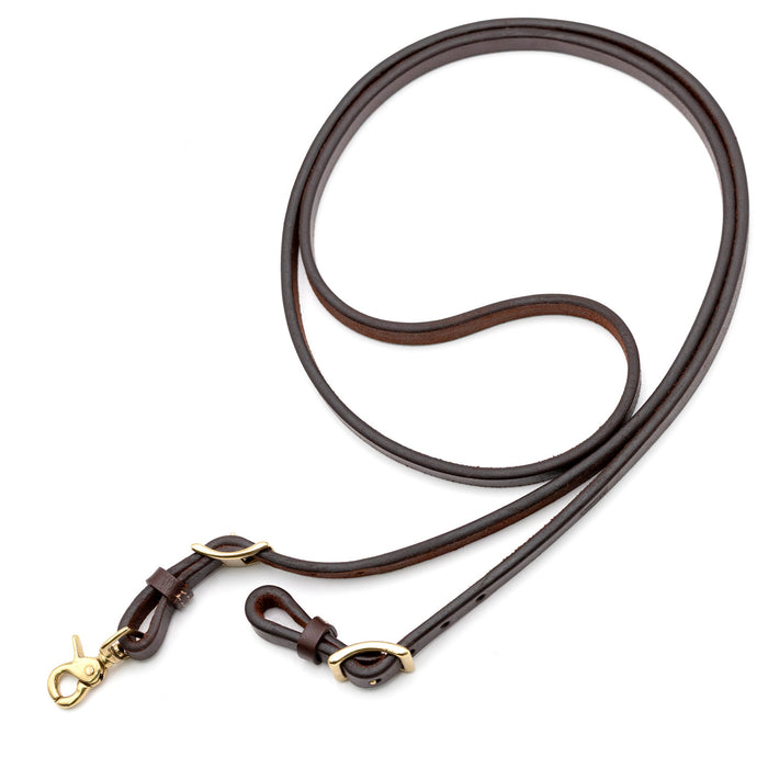 Jeffers LuxeLeather Heavy Oiled Adjustable Roping Rein with Scissor Snap for Horses
