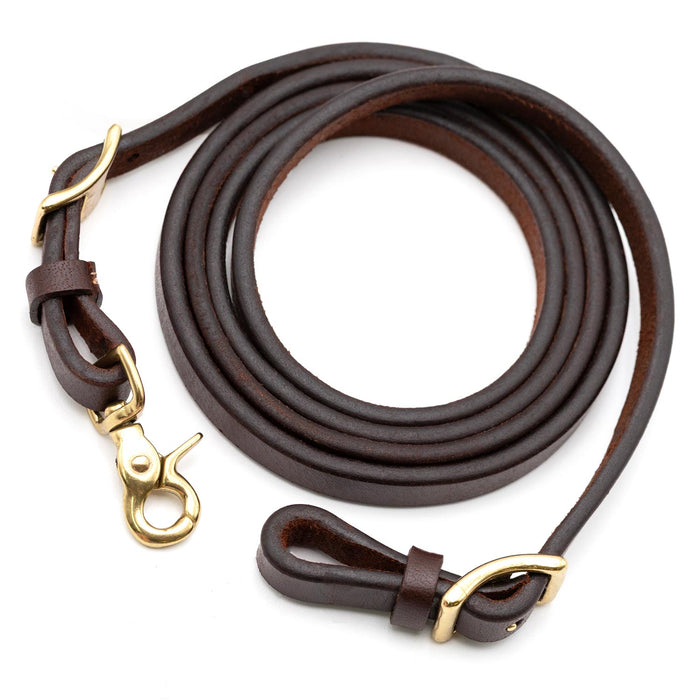 Jeffers LuxeLeather Heavy Oiled Adjustable Roping Rein with Scissor Snap for Horses