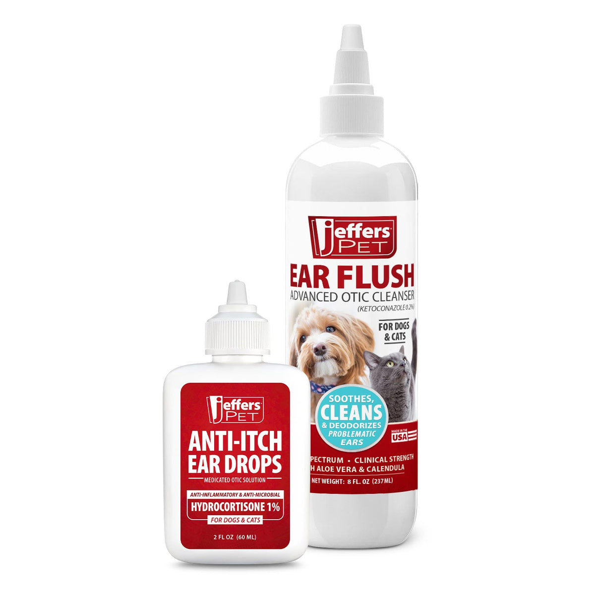 Jeffers Ear Flush and Anti-Itch Ear Drop Bundle for Dogs and Cats — Pet ...