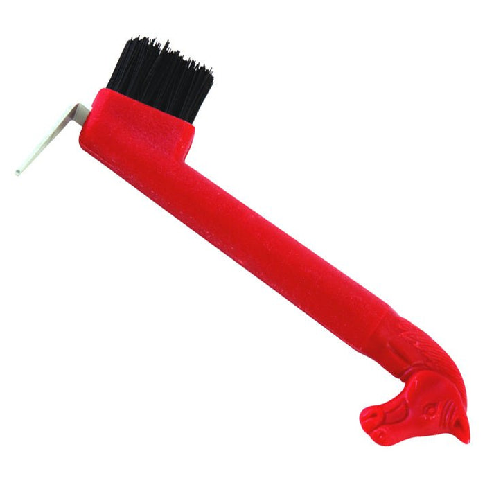 Jeffers 2 - in - 1 Horse Head Hoof Pick with Cleaning Brush - IATV - Red - 1 - 3