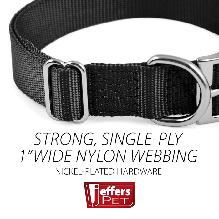 Jeffers Adjustable Nylon Dog Collar, 1"W x 14" - 24"L - SSG7 - Black - 8