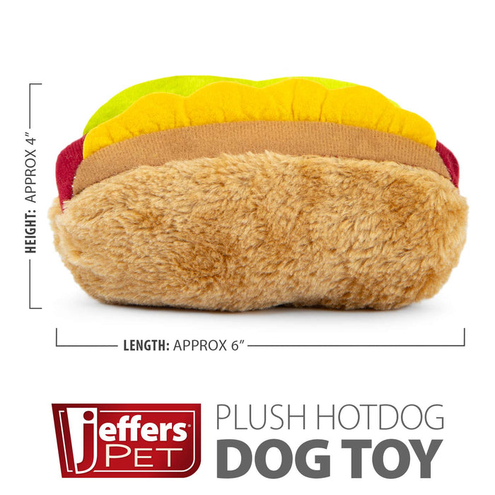 Jeffers American Grill Time Plush Squeaker Dog Toys - Hamburger or Hot Dog - I7H4 - Hamburger - 4.5" - 1 ct - 4