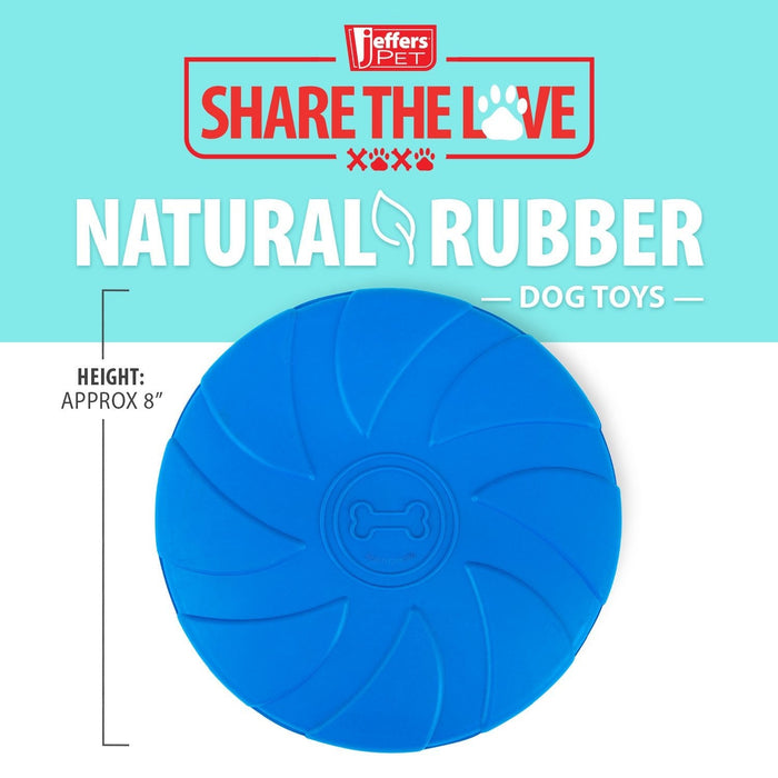 Jeffers Blue Bone Stamped Frisbee Natural Rubber 8 Inch Dog Toy for Fetching & Chewing - I7RR - Blue - Medium - 1 - 3