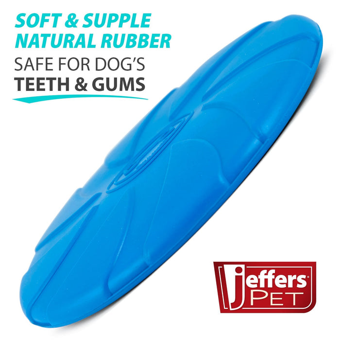 Jeffers Blue Bone Stamped Frisbee Natural Rubber 8 Inch Dog Toy for Fetching & Chewing - I7RR - Blue - Medium - 1 - 4