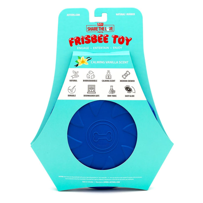 Jeffers Blue Bone Stamped Frisbee Natural Rubber 8 Inch Dog Toy for Fetching & Chewing - I7RR - Blue - Medium - 1 - 7