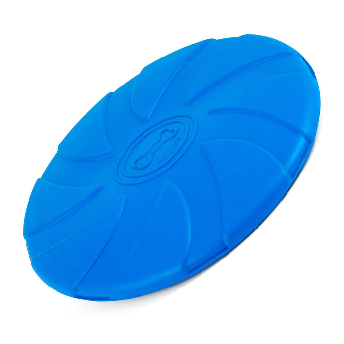 Jeffers Blue Bone Stamped Frisbee Natural Rubber 8 Inch Dog Toy for Fetching & Chewing - I7RR - Blue - Medium - 1 - 8
