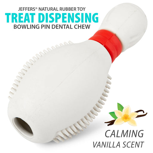 Jeffers Bowling Pin Natural Rubber Treat Dispensing Dental Chew Toy for Dogs - I7QS - Multi - Medium - 1 - 2