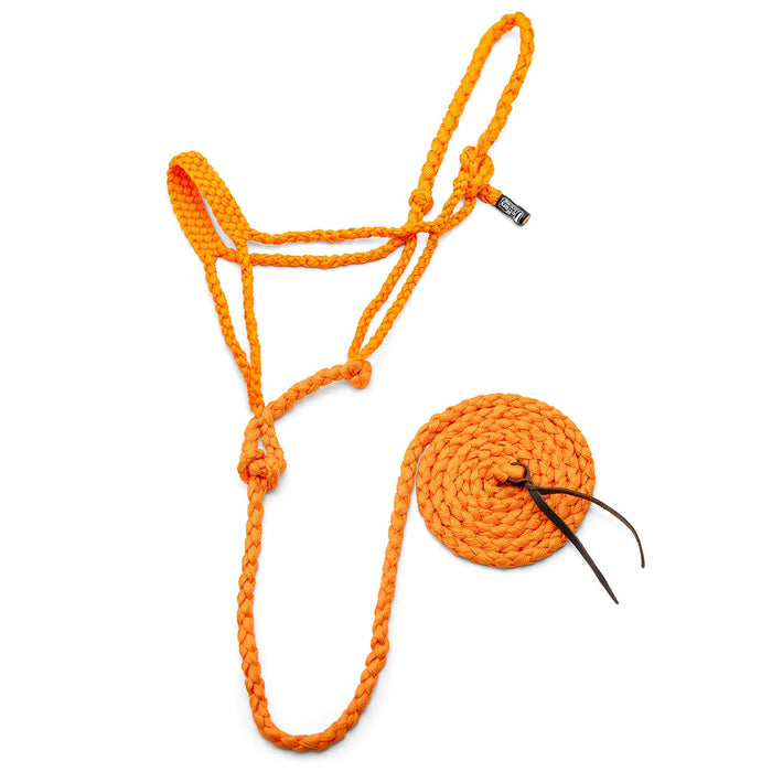 Jeffers Braided Mule Tape Halter with 10' Lead for Horses - JEF11L - Orange - Full - 1