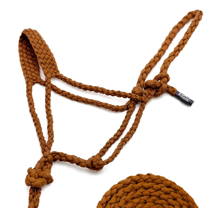 Jeffers Braided Mule Tape Halter with 10' Lead for Horses - JEF11M - Bronze - Full - 34