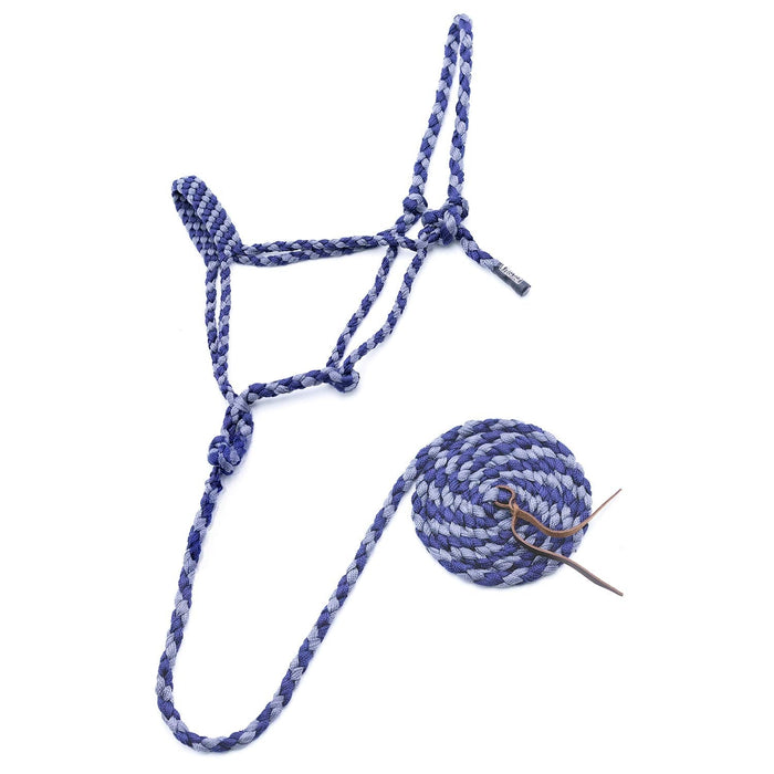 Jeffers Braided Mule Tape Halter with 10' Lead for Horses - JEF11S - Navy & Grey - Full - 44