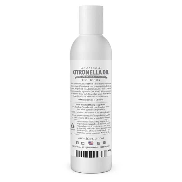 Jeffers Concentrated Citronella Oil Natural Insect Repellent for Horses - JHC1 - 8 oz - 2