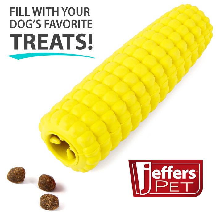 Jeffers Corn Cob Natural Rubber Treat Dispensing Dog Chew Toy with Dental Benefits - I7QC - Yellow - Medium - 1 - 4