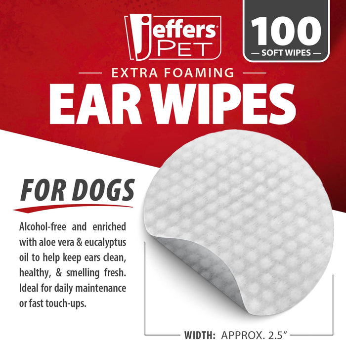 Jeffers Dog Ear Cleaning Wipes, 100 ct - JEFZWD - 5.9 oz - 100 Pack - 4