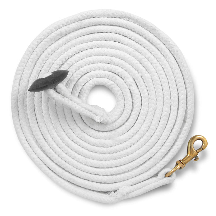 Jeffers Equine Braided Cotton Lunge Line with Rubber Stopper, 25' L - FML1 - White - 1