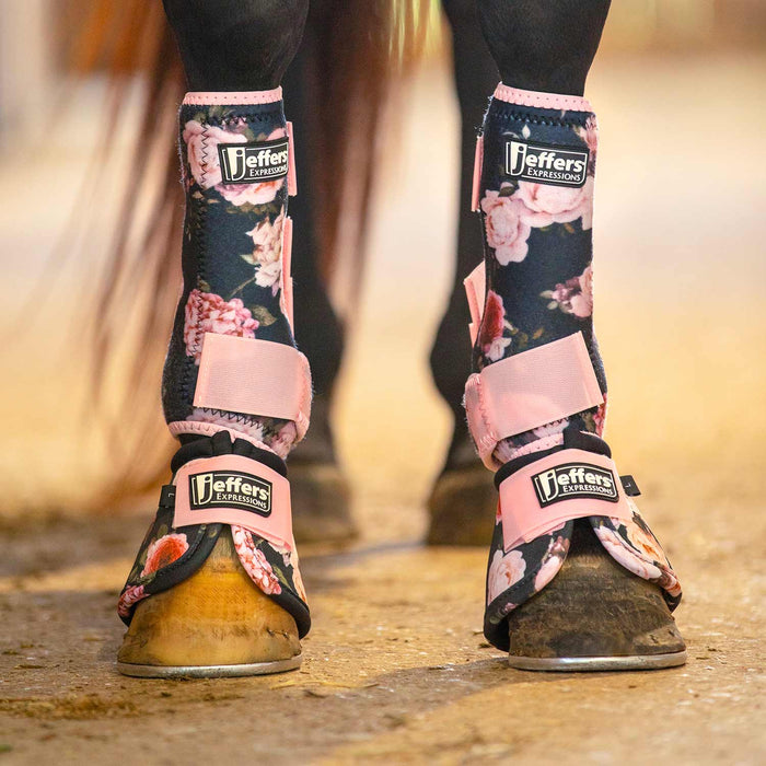 Jeffers Expression No - Turn Bell Boots for Horses, Pair - JEF2LW - Rose Garden - Medium - 2 ct - 2