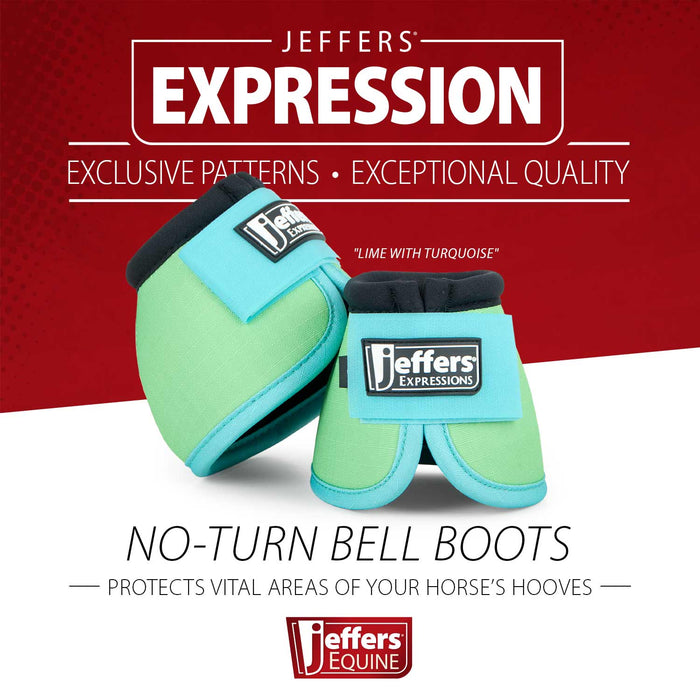 Jeffers Expression Neon No - Turn Bell Boots for Horses - JEF2MA - Lime/Turquoise - Medium - 2 ct - 21