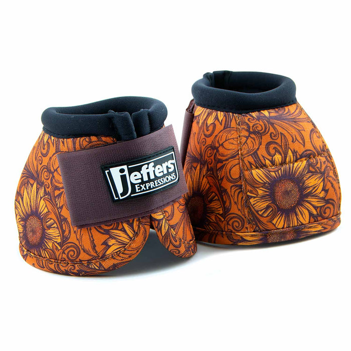 Jeffers Expression No-Turn Bell Boots for Horses, Pair, Nylon - JEF2Y1 - Bloomin' Toolin' - Medium - 2 ct - 30