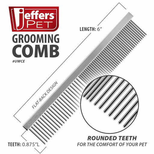 flat spine groomers comb Jeffers Flat Back Pet Grooming Combs 7.5"L / 1-1/4" teeth / 1 ct