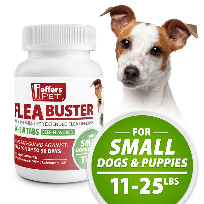 Jeffers Flea Buster Monthly Oral Flea Supplement for Dogs - JEFZV2 - 11 - 25 lbs - Beef - 6 tabs - 8