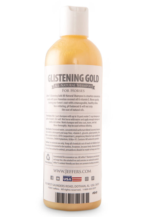 Jeffers Equine Glistening Gold All - Natural Tearless Horse Shampoo with Pure Hawaiian Coconut Oil - TZG1 - 16 oz - 2
