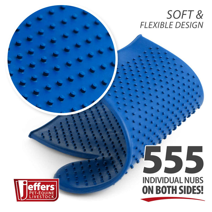 Jeffers GROOMIT - Rubber Grooming Glove for Animals - IAGH - Blue - 6