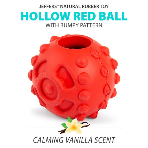 Jeffers Hollow Red Knobby Ball Natural Rubber Dental Treat Dispensing Dog Chew Toy - I7Q1 - Red - Medium - 1 - 2