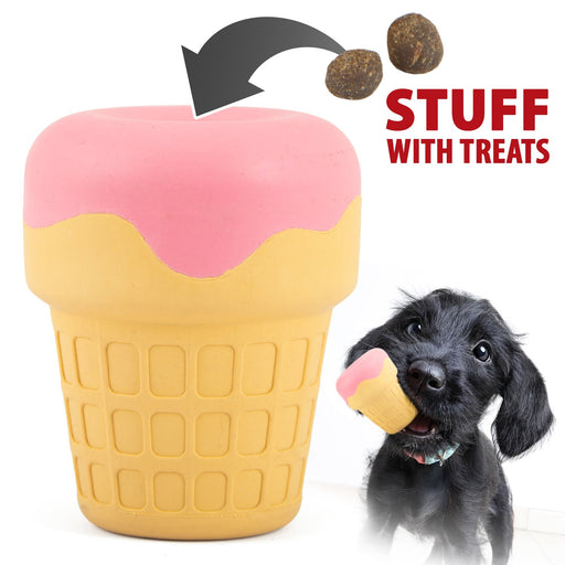 Jeffers Ice Cream Cone Natural Rubber Stuffable Treat Dispensing Dental Dog Chew Toy - I7QQ - Multi - Small - 1 - 1