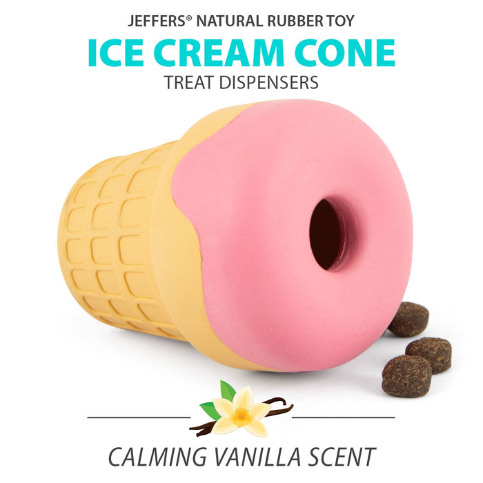 Jeffers Ice Cream Cone Natural Rubber Stuffable Treat Dispensing Dental Dog Chew Toy - I7QQ - Multi - Small - 1 - 3
