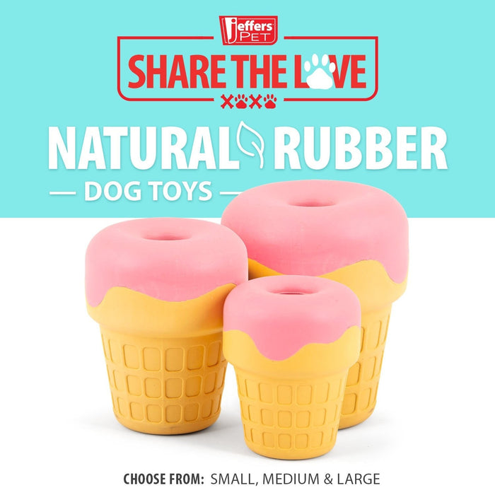 Jeffers Ice Cream Cone Natural Rubber Stuffable Treat Dispensing Dental Dog Chew Toy - I7QQ - Multi - Small - 1 - 4