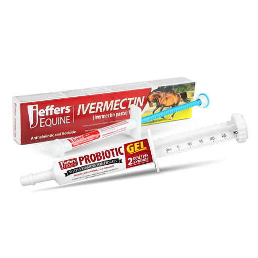 Jeffers IverPro 2 Pack Horse Dewormer Paste with Probiotic Gel, Ivermectin 1.87% Equine Parasite Control & Digestive Support - JEF2A1-KIT - 2 Pack - 1