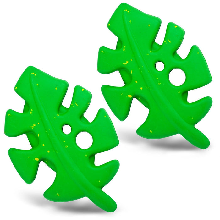 Jeffers Leaf Shaped Natural Rubber Dog Chew Toy with Dental Benefits and Vanilla Scent for Medium Chewers - I7Q6-2 - Green - Medium - 2 - 12