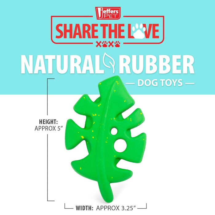 Jeffers Leaf Shaped Natural Rubber Dog Chew Toy with Dental Benefits and Vanilla Scent for Medium Chewers - I7Q6 - Green - Medium - 1 - 3