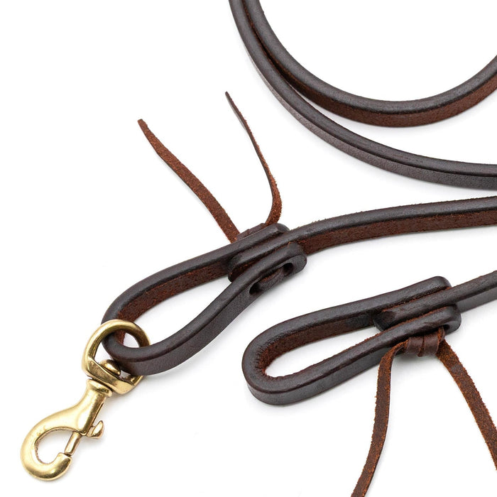 Jeffers LuxeLeather Heavy Oiled Roping Rein with Bolt Snap for Horses - JEF136 - Heavy Oiled - 5/8" x 8' - 1 - 4