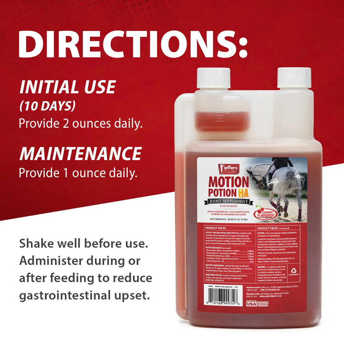 Jeffers Motion Potion Equine Joint Supplement Liquid with HA - JAXM3 - Cherry - 38 oz (28 to 38 servings) - 3