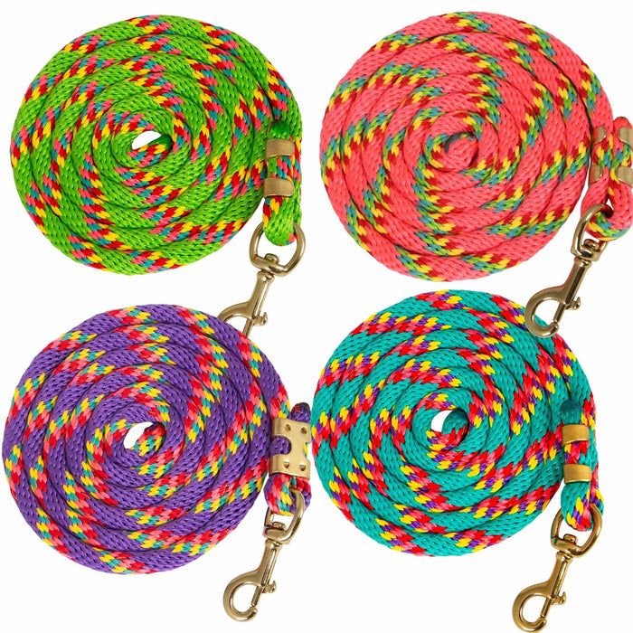 Jeffers Neon Poly Lead Rope with Bolt Snap, 8' - XQEA-KIT - 4 Color Set (Spiral Pattern) - 4 - 20