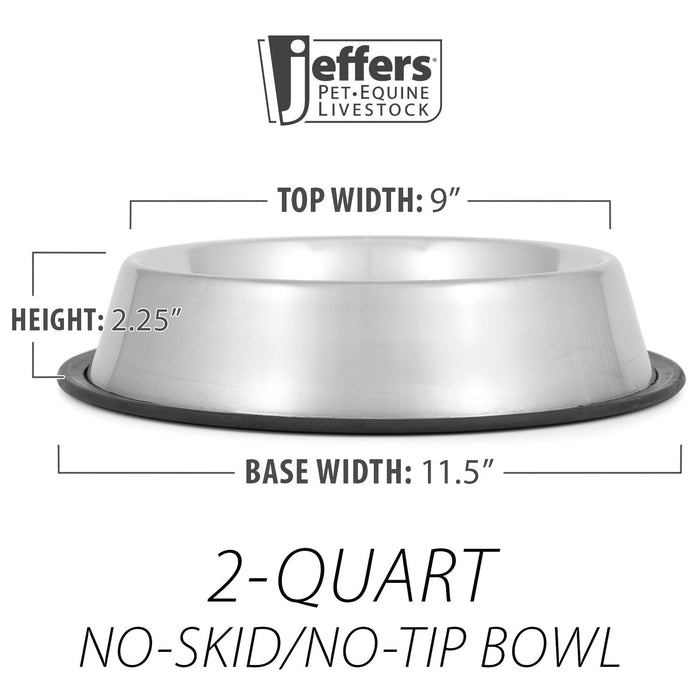 Jeffers No - Skid/No - Tip Stainless Steel Pet Bowls - G3N1 - 1 pint - 8