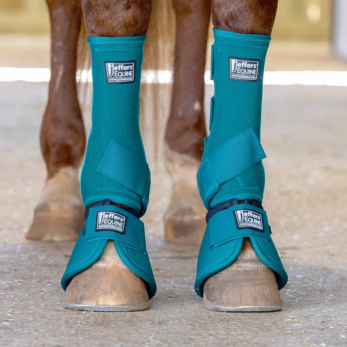 Jeffers No - Turn Bell Boots for Horses, Solid Colors, 2 ct - JEF2YB - Medium - Emerald Green - 2 ct - 29