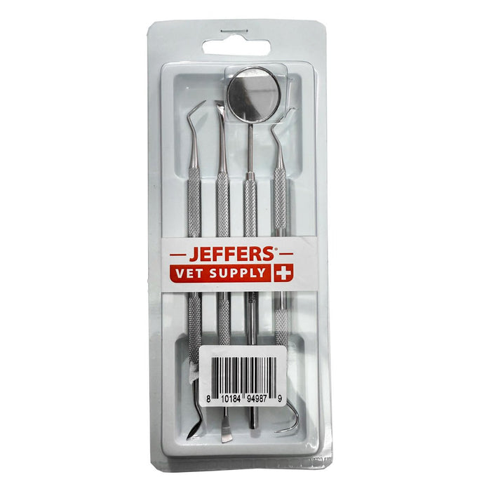 Jeffers Pet Dental Care Kit – Stainless Steel Scaler and Scraper Set for Dogs and Cats – Teeth Cleaning & Tartar Remover Tools - JIU5 - 4 Piece Pack - 4