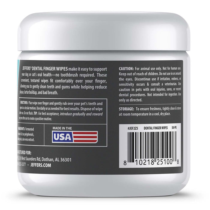 Jeffers Pet Dental Finger Wipes for Dogs & Cats, 50 Count - JEF2Z5 - 50 Wipes - 6