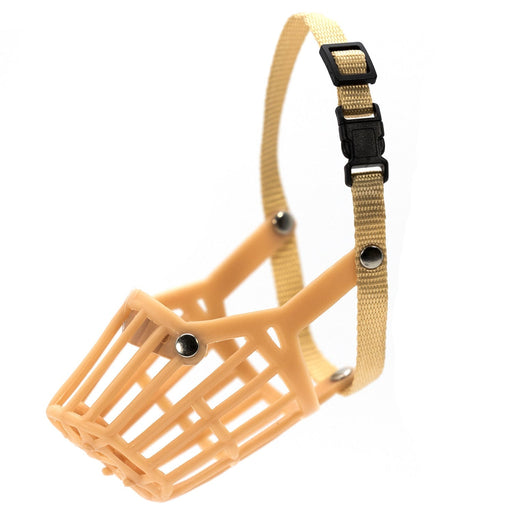 Jeffers Plastic Dog Muzzles with Nylon Web Adjustment Straps - IDM6 - Size 1 (7") - Tan - 2