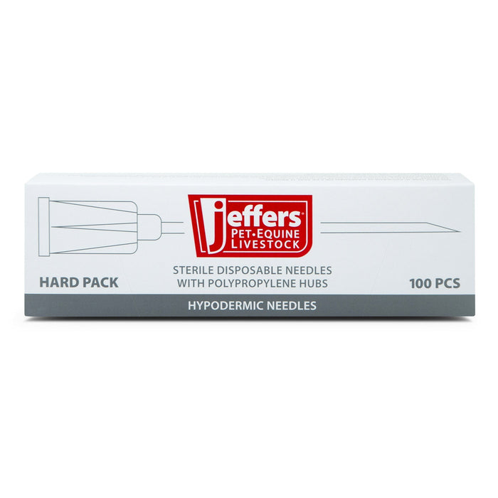 Jeffers Poly Hub Hypodermic Needles for Veterinary Use, Box of 100 - XQBN - 16ga x 1" - 9