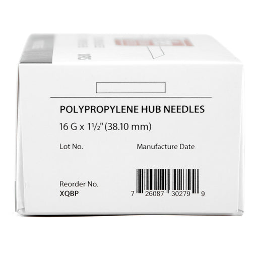 Jeffers Poly Hub Hypodermic Needles for Veterinary Use, Box of 100 - XQBP - 16ga x 1.5" - 11