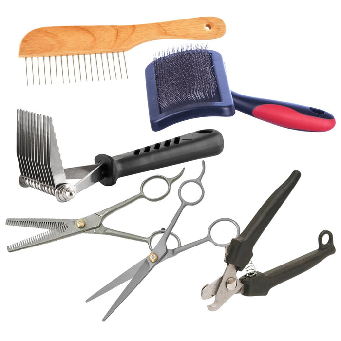 Jeffers Poodle & Long - Hair Dog Grooming Tools, 6 Piece Kit - UWP3-KIT - 1